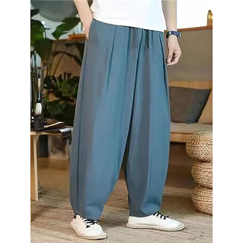 Baggy Pants Men Casual Wide Leg Oversize Jogger Trousers Vintage Drawstring Sport Sweatpants Male