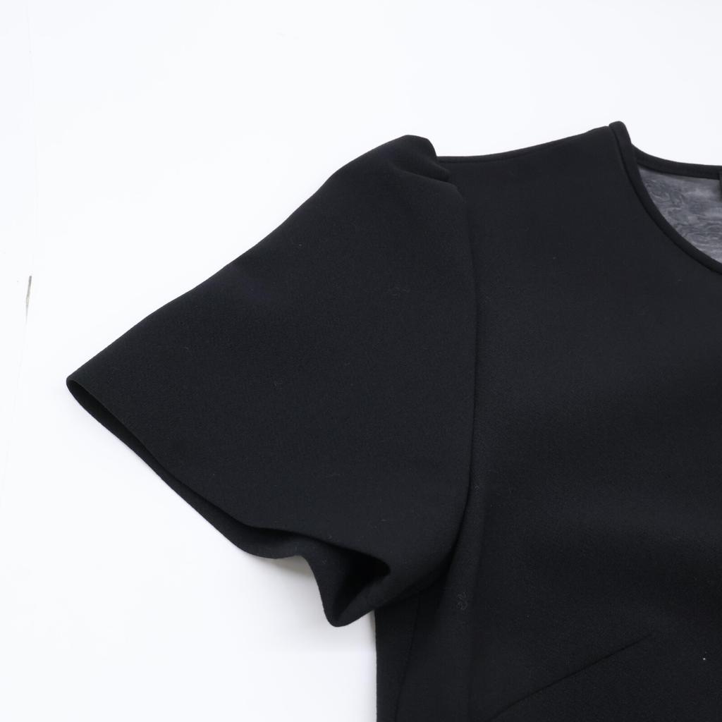 YOKOCHAN Black Rayon Blend Yokochan Back V Organza Dress dress 36 blackUsed