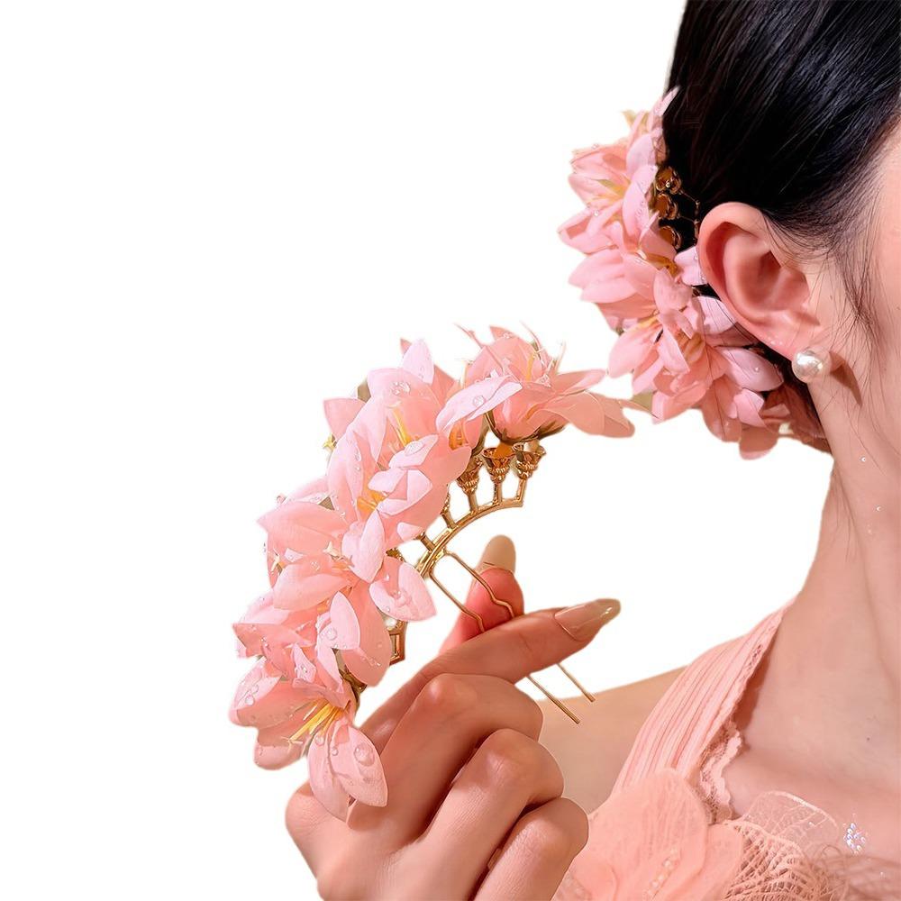 Super víla červená květina sponka do vlasů růžový květ svatební ozdoba do vlasů sladká sponka do vlasů pro šaty Qipao