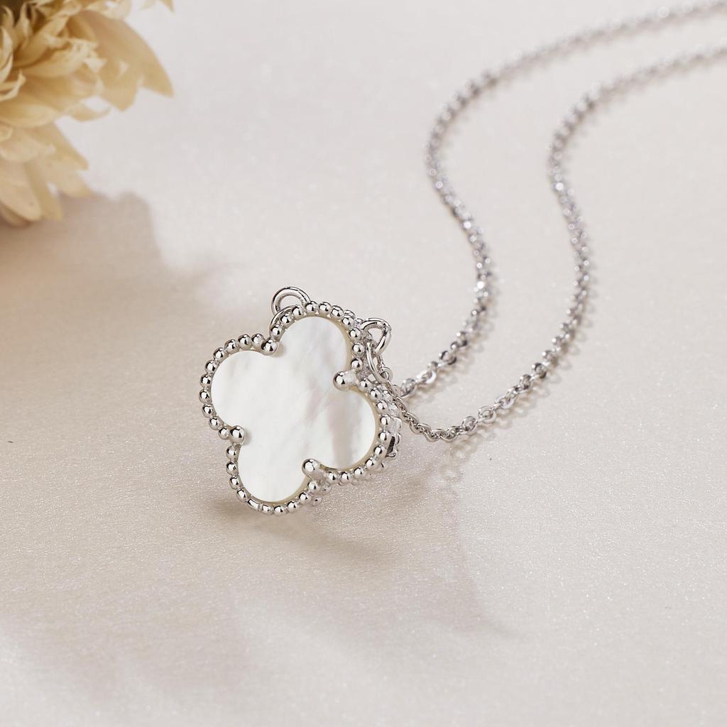 Four-leaf Clover Red White Shell Necklace for Women New Light Luxury Niche Design High-end Temperament