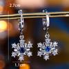 Cute Female White Blue Zircon Stone Snowflake Hoop Earrings Fashion Female  Color Wedding Jewelry For Women