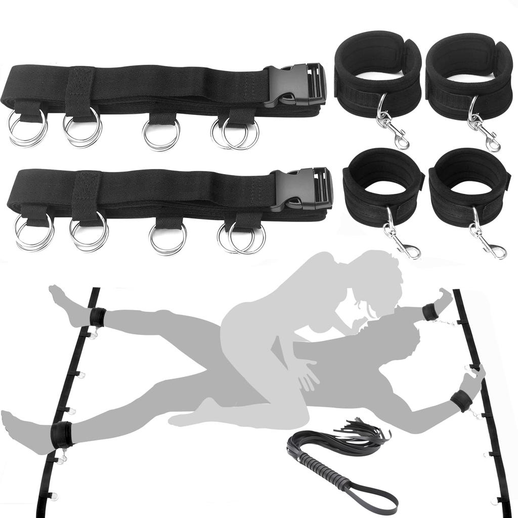 SM Bed Restraints Sex Kit Adult Sex Toys Couples Bed Mattress Bondage Straps Whip Sex Game Bondage Kit Bed Restraints Gear