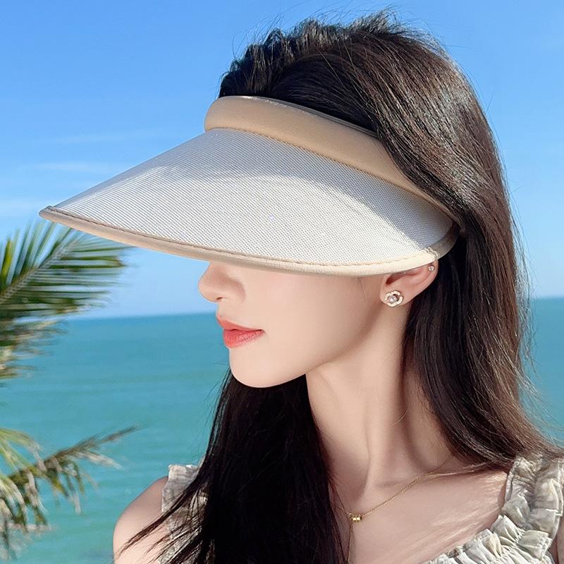 Women's summer visor hat with wide brim, UV protection, suitable for outdoor beach and seaside trips
