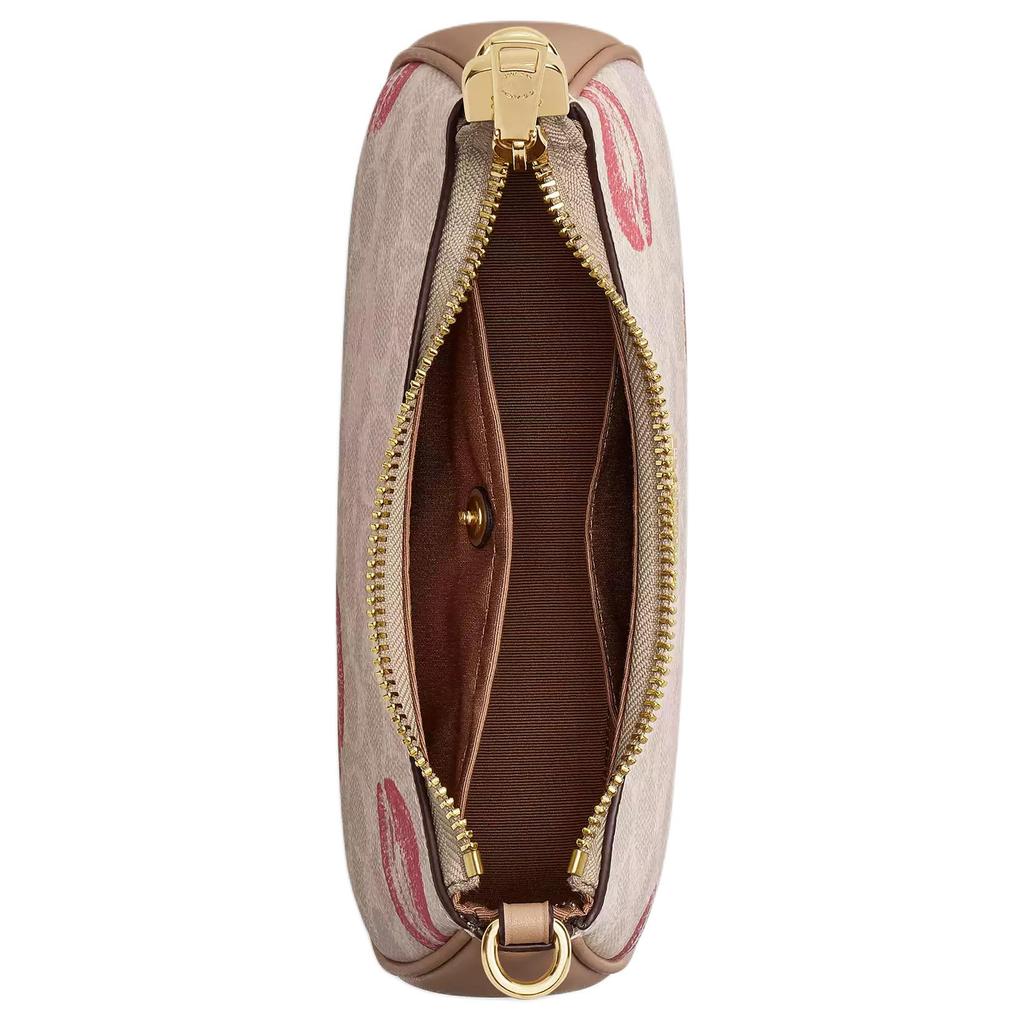 Coach Teri Lips 20 Impression de Lèvres Poignée Amovible Toile Enduite Sac Bandoulière sous le Bras Petit Sacs Femme Beige Multicolore CZ943-IMSAS
