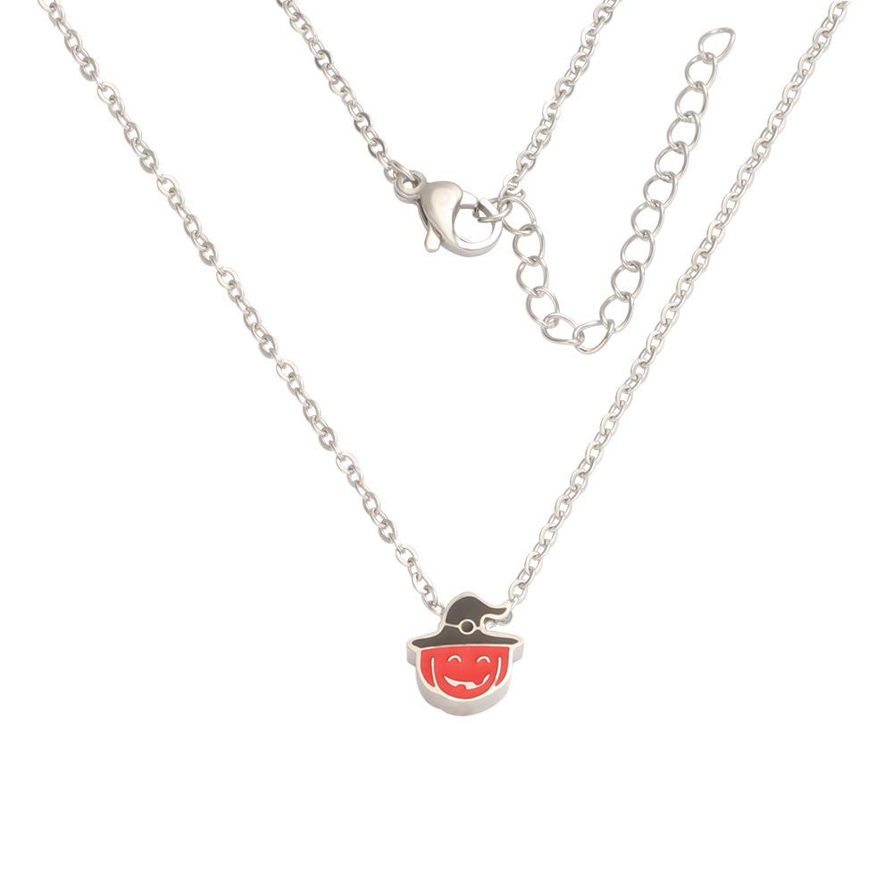 Halloween Titanium Pumpkin Ghost Witch Necklace - European & American Style