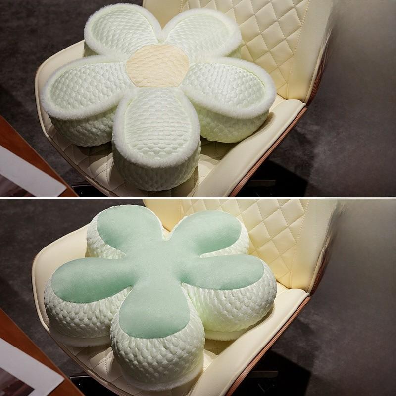 Soft Flower Shaped Lumbar Pillow With Plush Material For Home And Desk Support