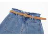 Summer European & American Women's Belted Casual Denim Shorts