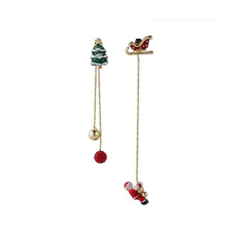 New Asymmetric Snowflake Christmas Boot Hat Drop Earrings for Women Moving Santa Claus Long Tassel Earring Fashion Party Jewelry