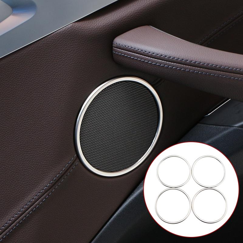 Door Speaker Sound Cover Chrome Trim Ring for BMW X3 F25 X4 F26 2018-2023