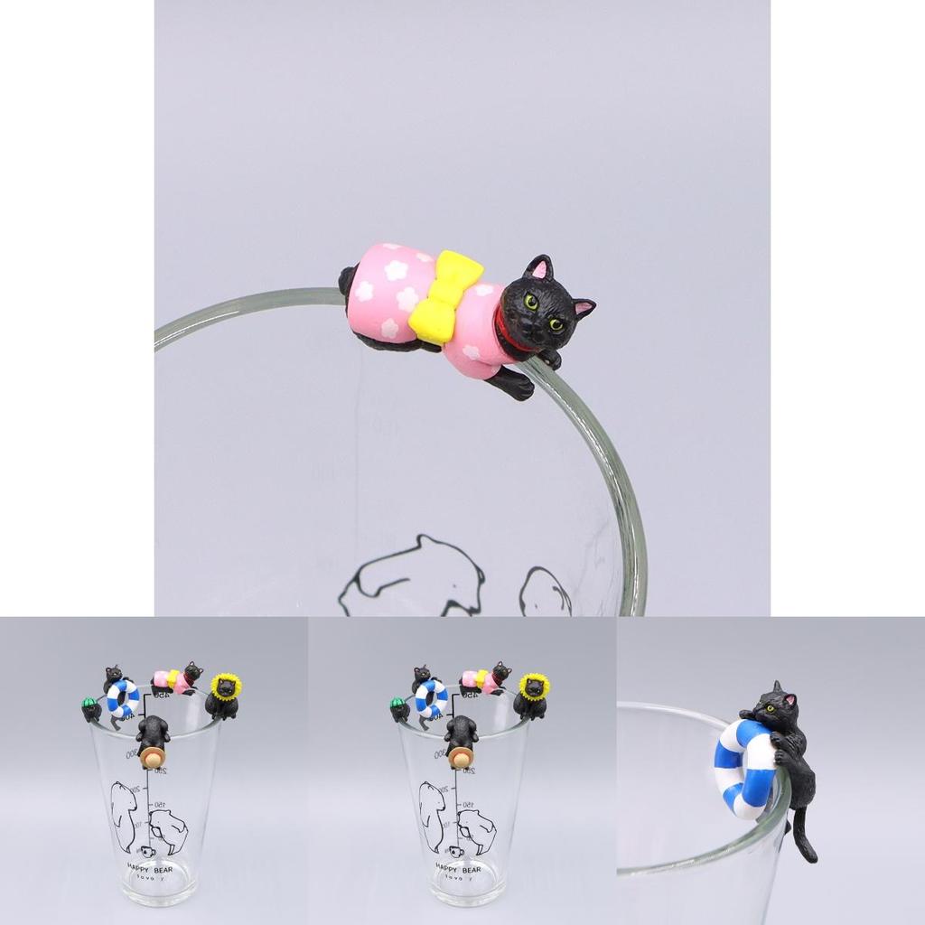 Schwarze Katze Teebecher Anhänger Pvc Niedliches Tier Schreibtischzubehör Für Teeliebhaber