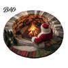 Christmas Party Home Decor 3D Rug, Illusion Area Round Decorative Non Slip Holiday Floor Covering Mat, Festive Carpet for Indoor Living Room