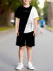 2026 Sommer Lässige Jungen T-Shirts Sets Rundhals Paris Buchstabe 3D Gedruckte Shorts Sport Zweiteiliges Anzug Outdoor Kinderkleidung