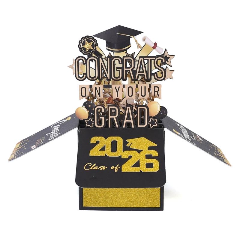 2026 Commemorative Graduation Card 3D Paper Sculpture Greeting Card with Envelope for Commencement Celebration