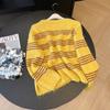 Herbst- und Winter-gestreifter Ingwer-Pullover lässig locker Freizeit-Oberteil See