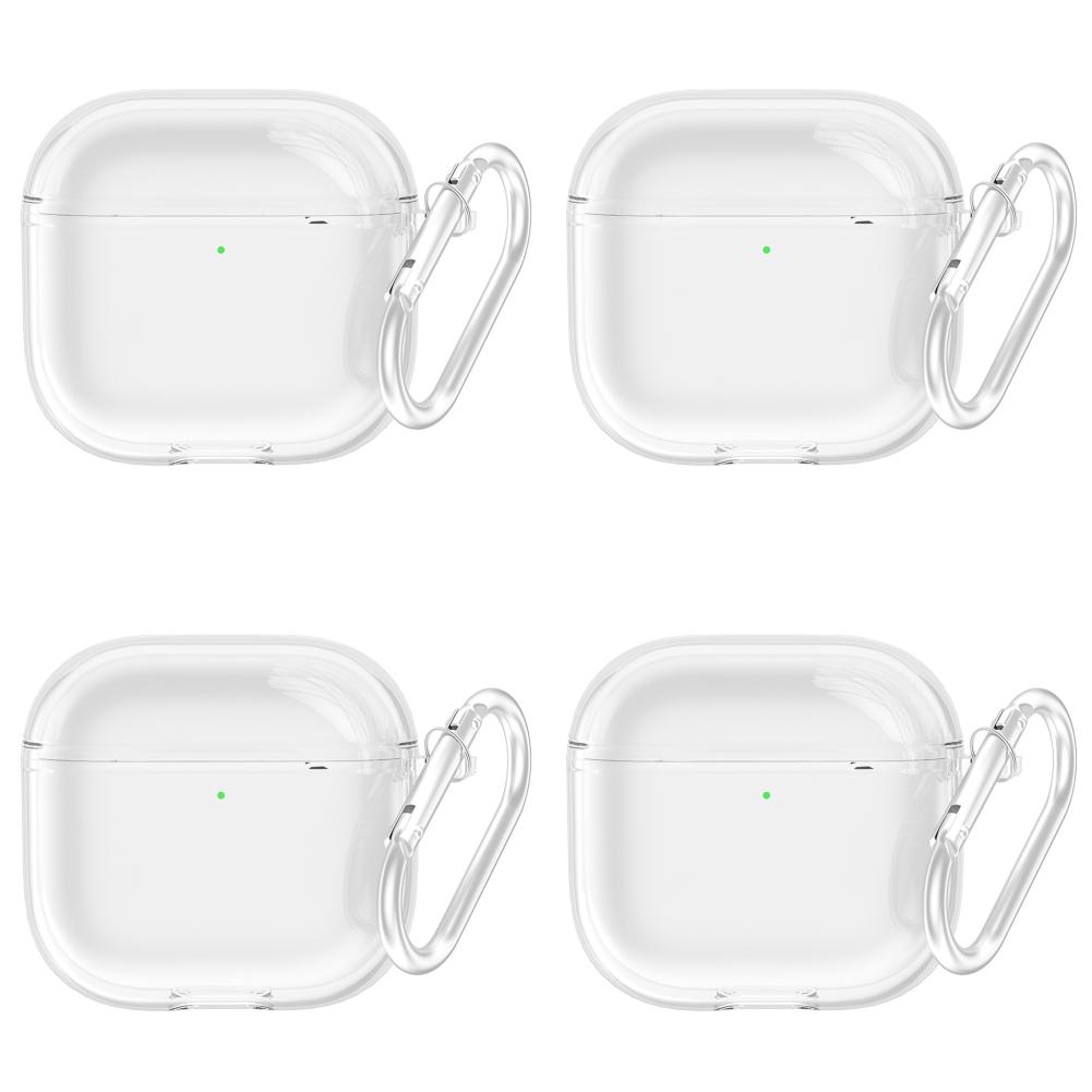 Transparent Protective Case Cover with Carabiner TPU Soft Skin Case Cover Anti-fall Wireless Earphone Cover for AirPods 4 (2025)