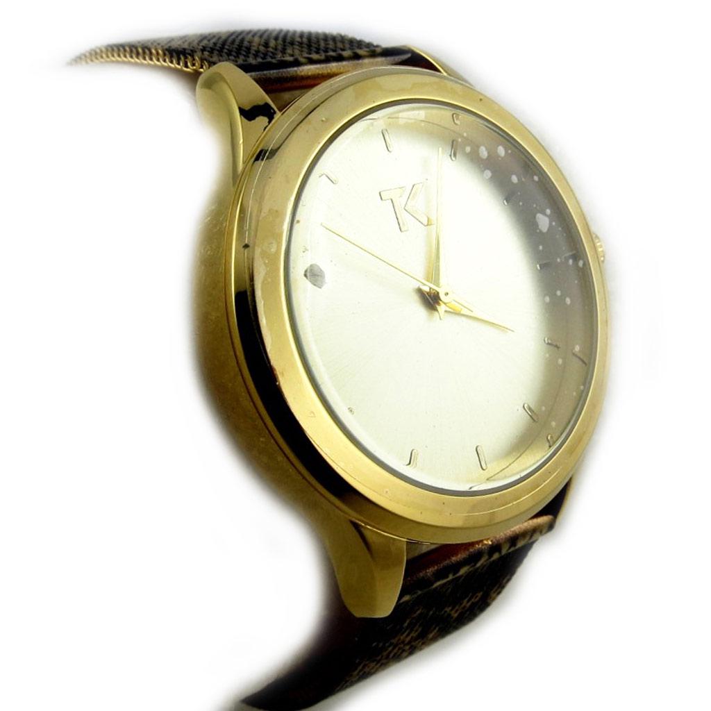 Les Trésors De Lily [N2307] - Montre femme 'Trendy' doré marron (peau de bête)