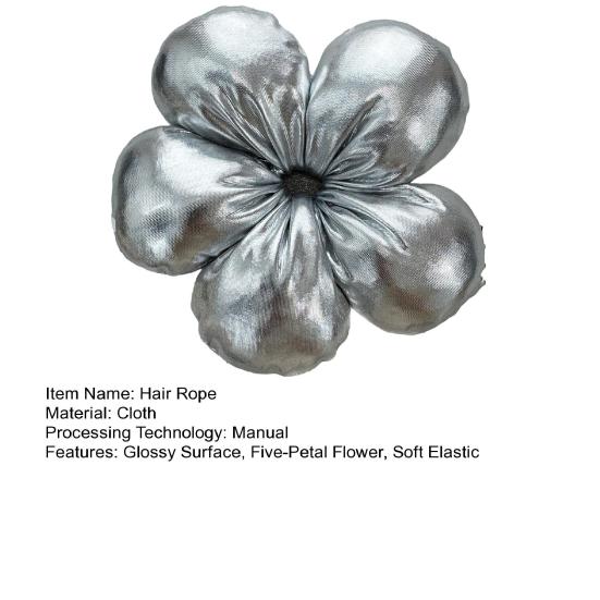 Hair Rope Five-Petal Flower Soft Elastic Band Glossy Surface Hair Tie Bun Meatball