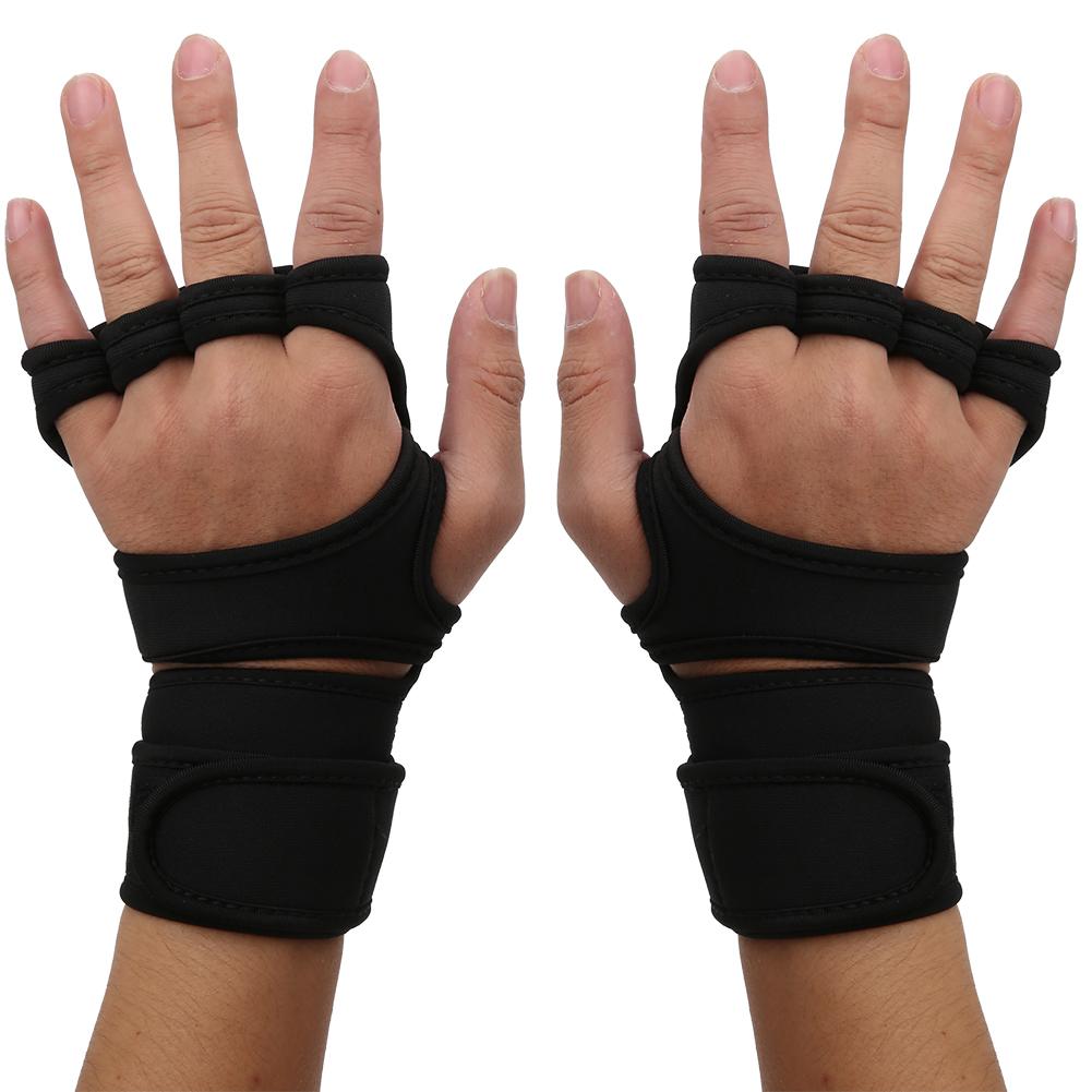 1Pair Leisure Fitness Neoprene Sporting Gloves Silicone Antiskid Hook&loop Fixed(black M )