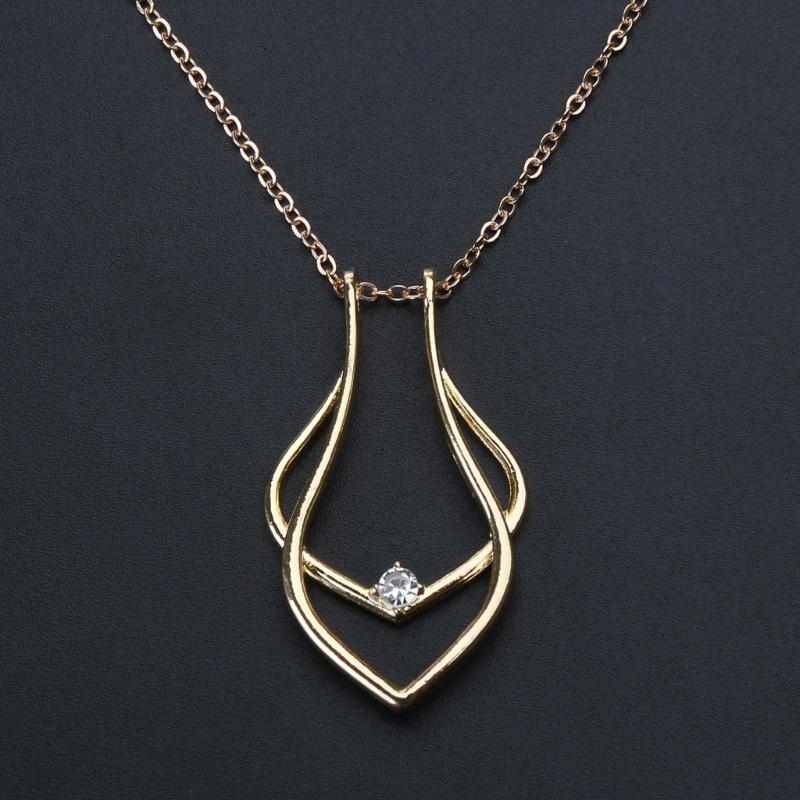 Collier Pendentif Sécurisé pour Fiançailles Forme Géométrique Porte-Bague Collier Argent Délicat Bijoux de Fiançailles pour Femmes Filles