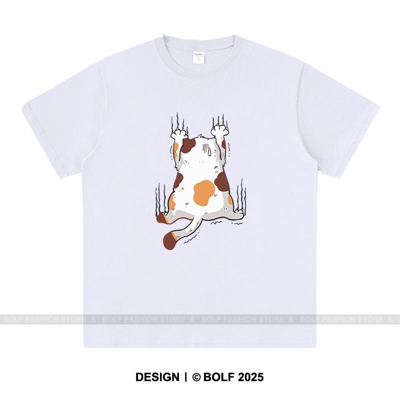 Kawaii Katt Herr T-shirt 100% Bomull Oversize Chibi Kattunge Grafiska T-shirts för Män Söt Djurälskare Japansk Streetwear