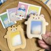 Teddy Bear Photo Frame 2-Inch Protective ID Case with Chain, Wipe-Clean Surface for K-POP Display, DIY Scrapbooking Gift