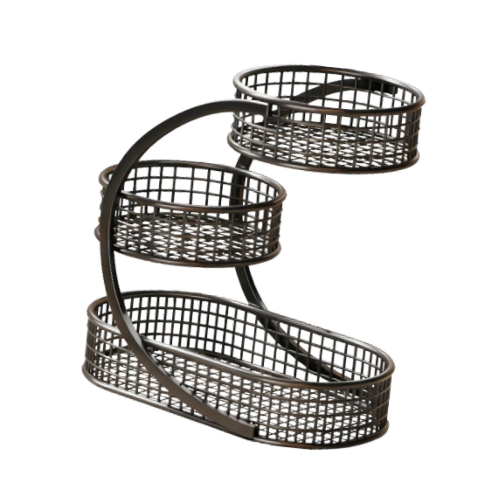 

Fruit Basket 3 Tiers Fruit Bowl Compact Multifunctional Elegant Vegetable Bread Snack Basket Display Stand for Dining Room Decor чорний