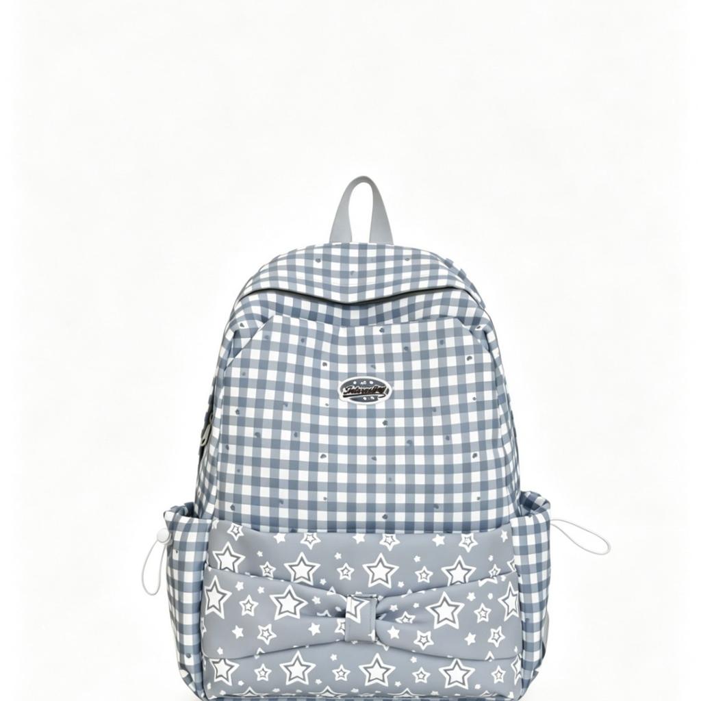 Schoolbag Bag Backpack Schoolbag Student High Value Plaid Backpack Large Capacity New Bag Korean Niche Lightweight