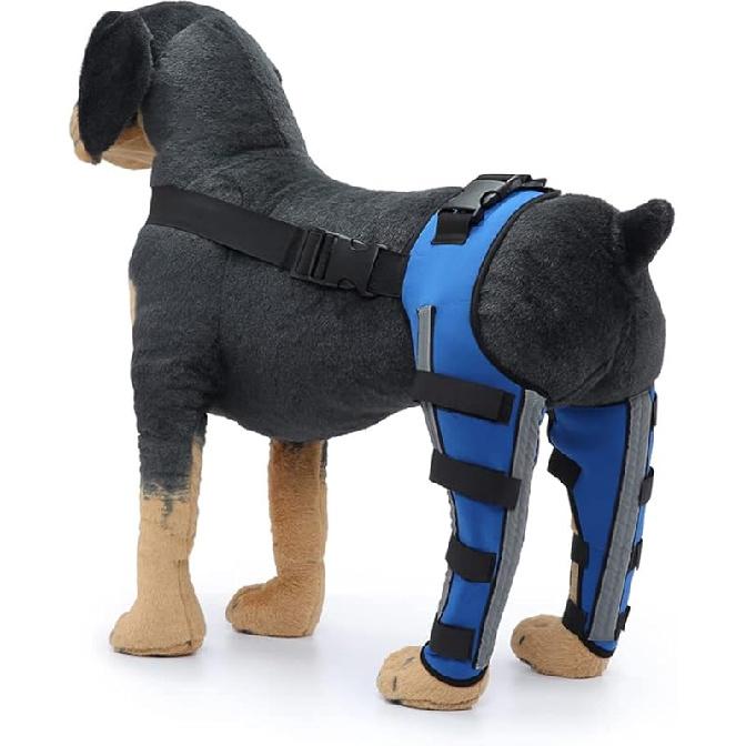 

Колінний бандаж для собаки Регульований подвійний задній бандаж для собаки з металевим шарніром, гнучкою підтримкою та світловідбиваючими ременями. Бандаж для хрестоподібної зв язки собаки, синій (М) Medium