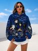 Lazy Women's Hoodie with Scary Cartoon Characters On Hoodie Women's Hooded Pullover Sweatshirt Fashionable Top