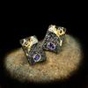 Newest Cute Cat Earrings Sweet Girl Heart Pet Purple Zircon Earrings For Women Anniversary Party Jewelry