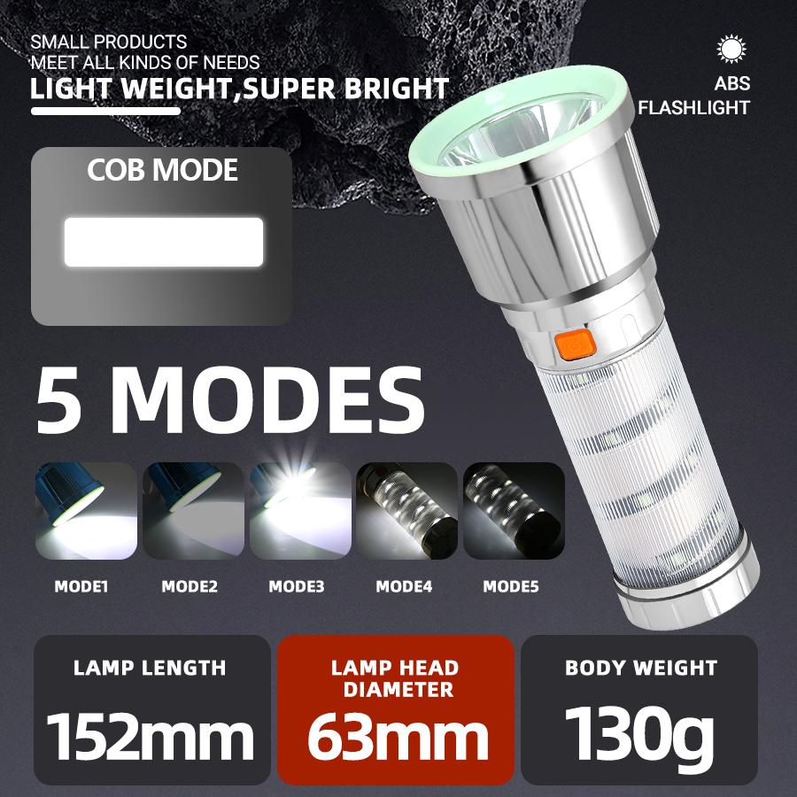 Tragbare LED-Taschenlampe, Multifunktions-Camping-Taschenlampe mit Seitenlicht, wiederaufladbare Zeltlampe, Outdoor-Camping-Laterne für den Notfall
