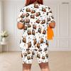 Women Plus Size Halloween Printed Round Neck Short Sleeve Top And Fitted Shorts Two Piece Set