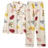 100% pure cotton pajamas women's long-sleeved printing set casual loose spring and autumn thin air-conditioned clothing loungewear can be worn outside