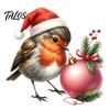 Festive Home Window Decor Christmas Bird Cling, Static Sticker with Santa Hat And Bauble, Waterproof PVC Glass Decals UV-Resistant Decal for