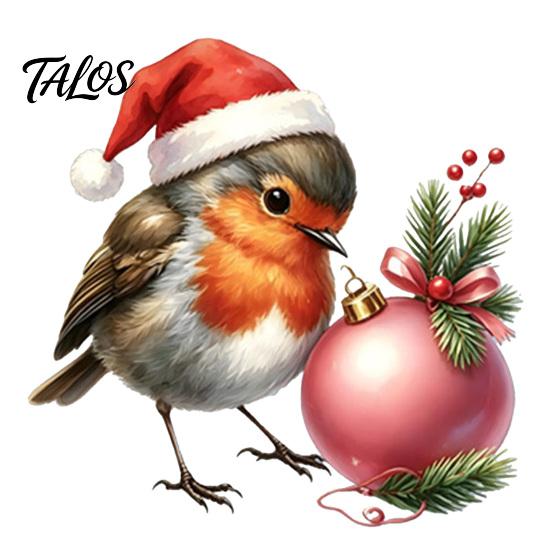 Festive Home Window Decor Christmas Bird Cling, Static Sticker with Santa Hat And Bauble, Waterproof PVC Glass Decals UV-Resistant Decal for