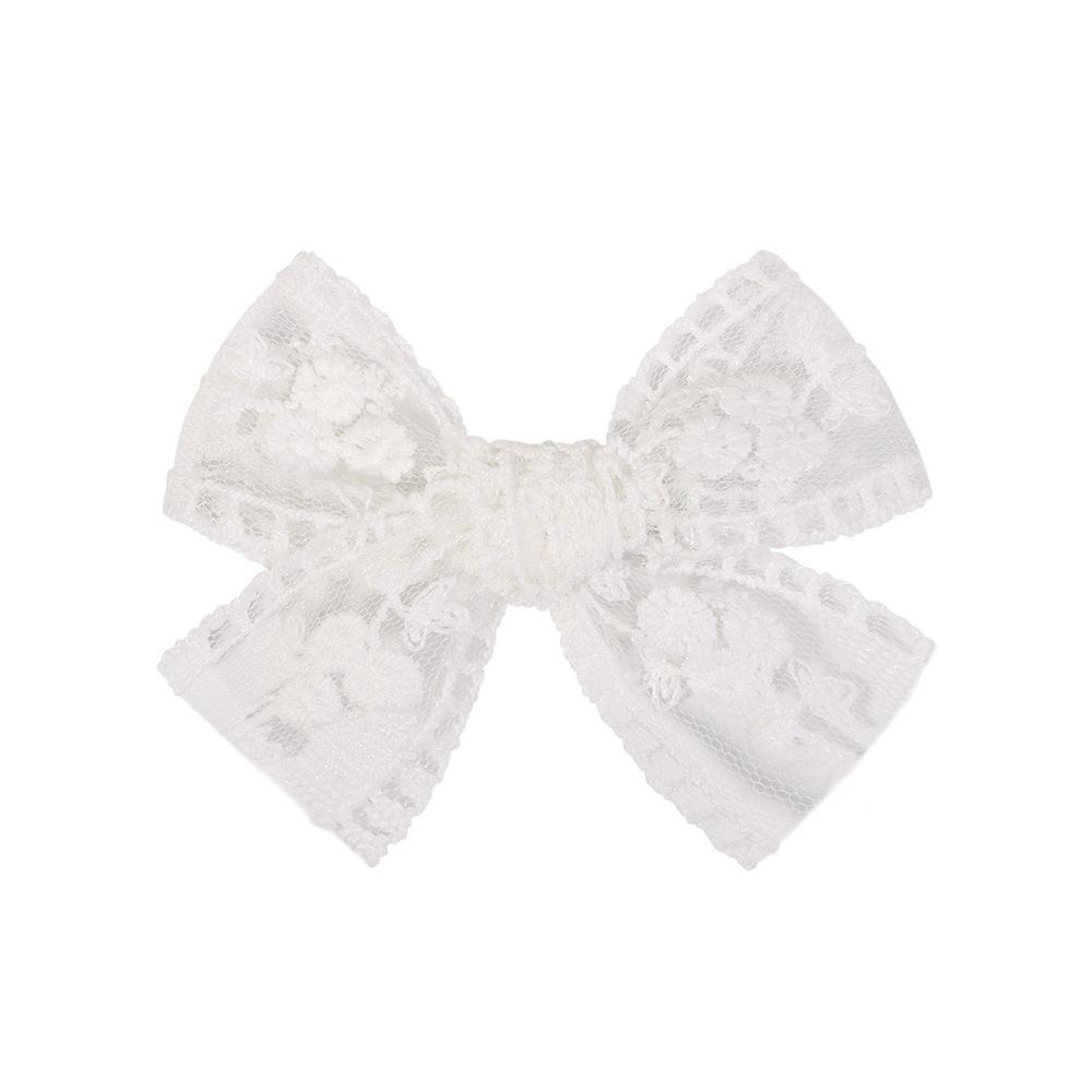 2Pcs Cute Solid Lace Cutout Bowknot Hair Clips for Baby Girls Handmade Bows Hairpin Barrettes Headwear Kids Hair Accessories