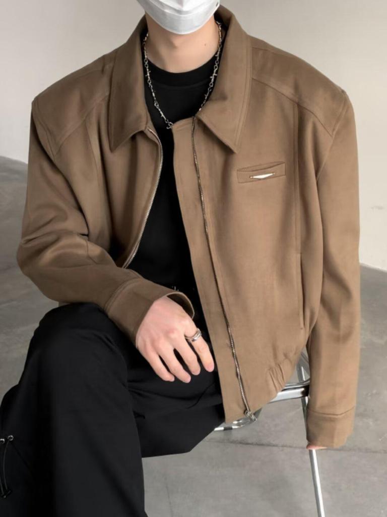 Men's High-End Short Baseball Jacket with Padded Shoulders - 2024 Spring/Autumn Collection