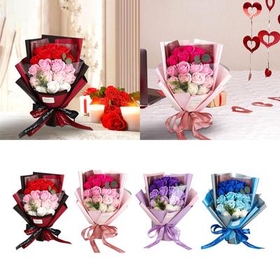 Soap Rose Flower Centerpieces Valentines Day Gifts for Her Decoration Flower Bouquet for Anniversary Party Photography Props