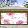 Leowefowa Mother's Day Light Banner 16x7ft Pink Floral Garage Door Decor