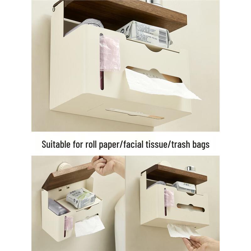 Handun Walnut Wall-Mounted Double Layer Tissue Holder