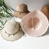 Wide Brim Folding Straw Hats Spring Summer Women's Sun Hat Bohemian Beaded Strap Straw Hat  Outdoor