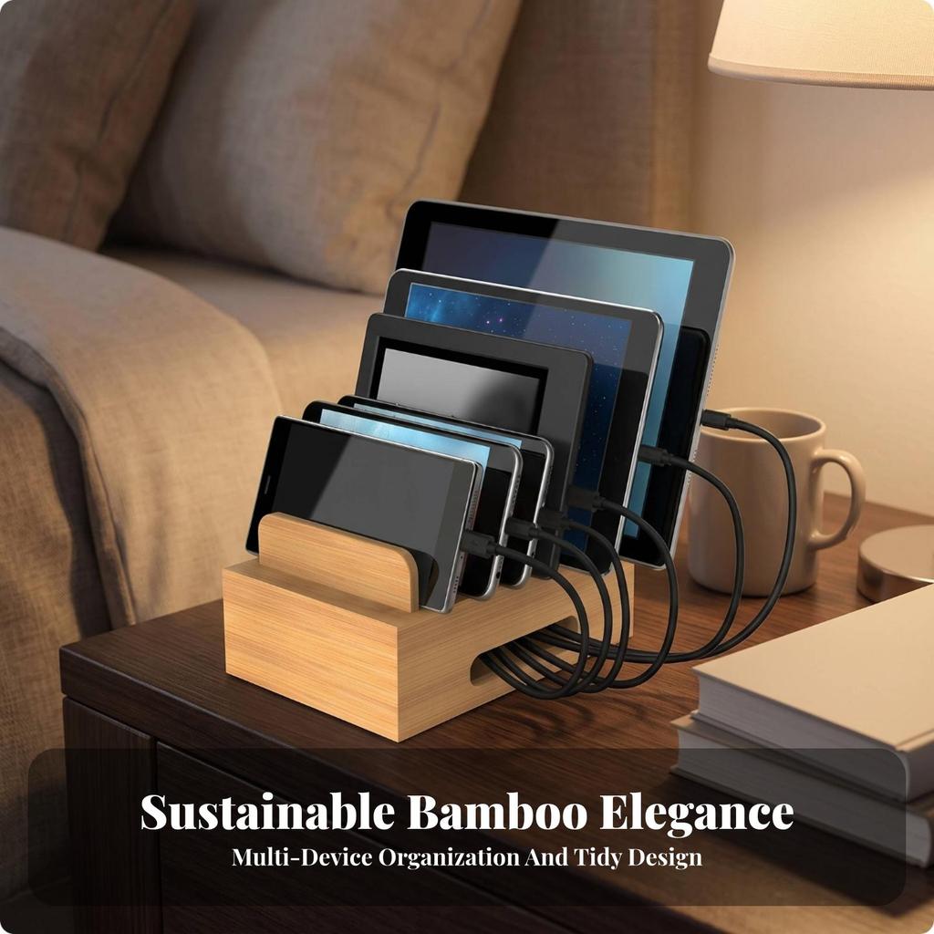 Bamboo Organizer Stand Space-Saving Dock Tidy for Students