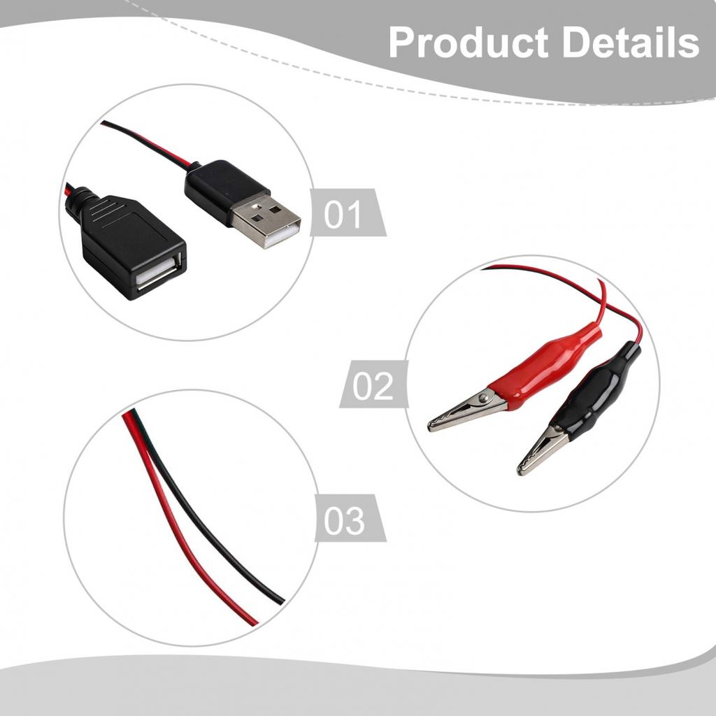 Test Wire 33 2CM USB Male To Female with For Alligator Clips Connection