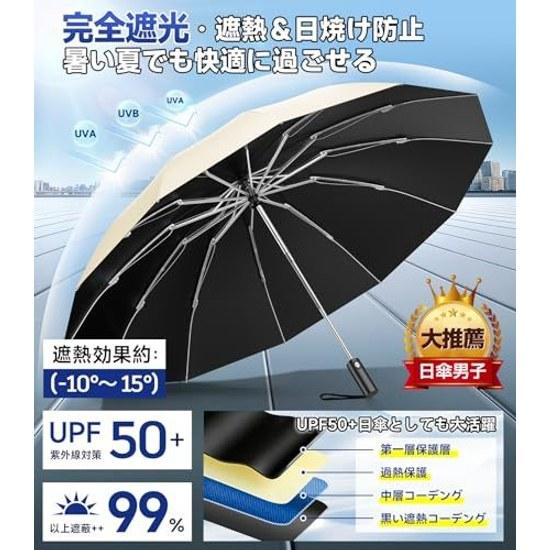 Sun Umbrella Folding Rain Shine Compatible Large Size Ultra Water-repellent Heavy Resistant Reverse Type One-touch Automatic Open Close UV Cut 99 Heat