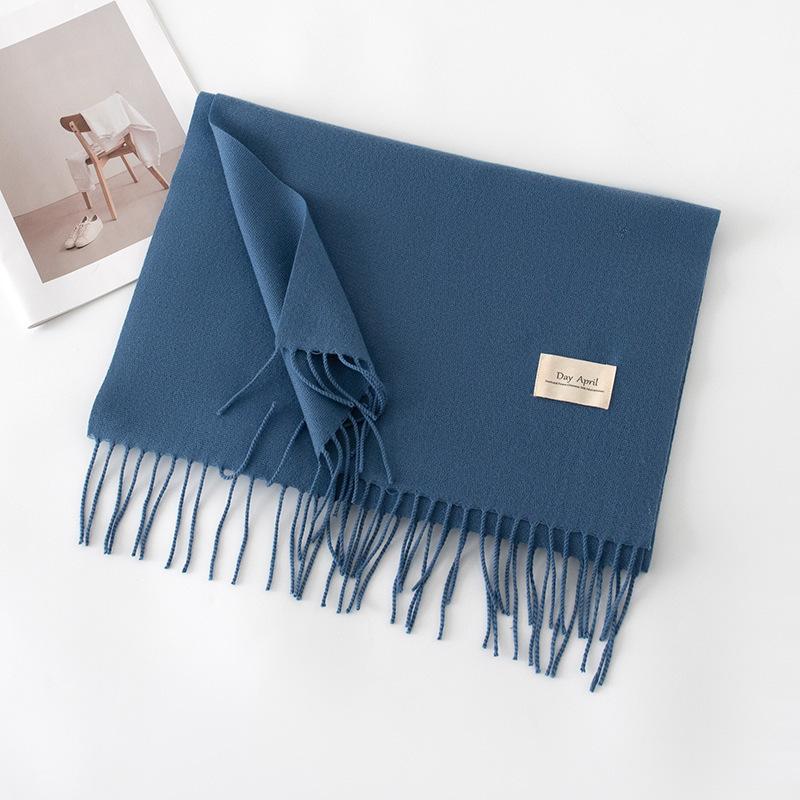 Cashmere feel solid color scarf women's imitation cashmere autumn and winter atmosphere versatile medium and long shawl scarf