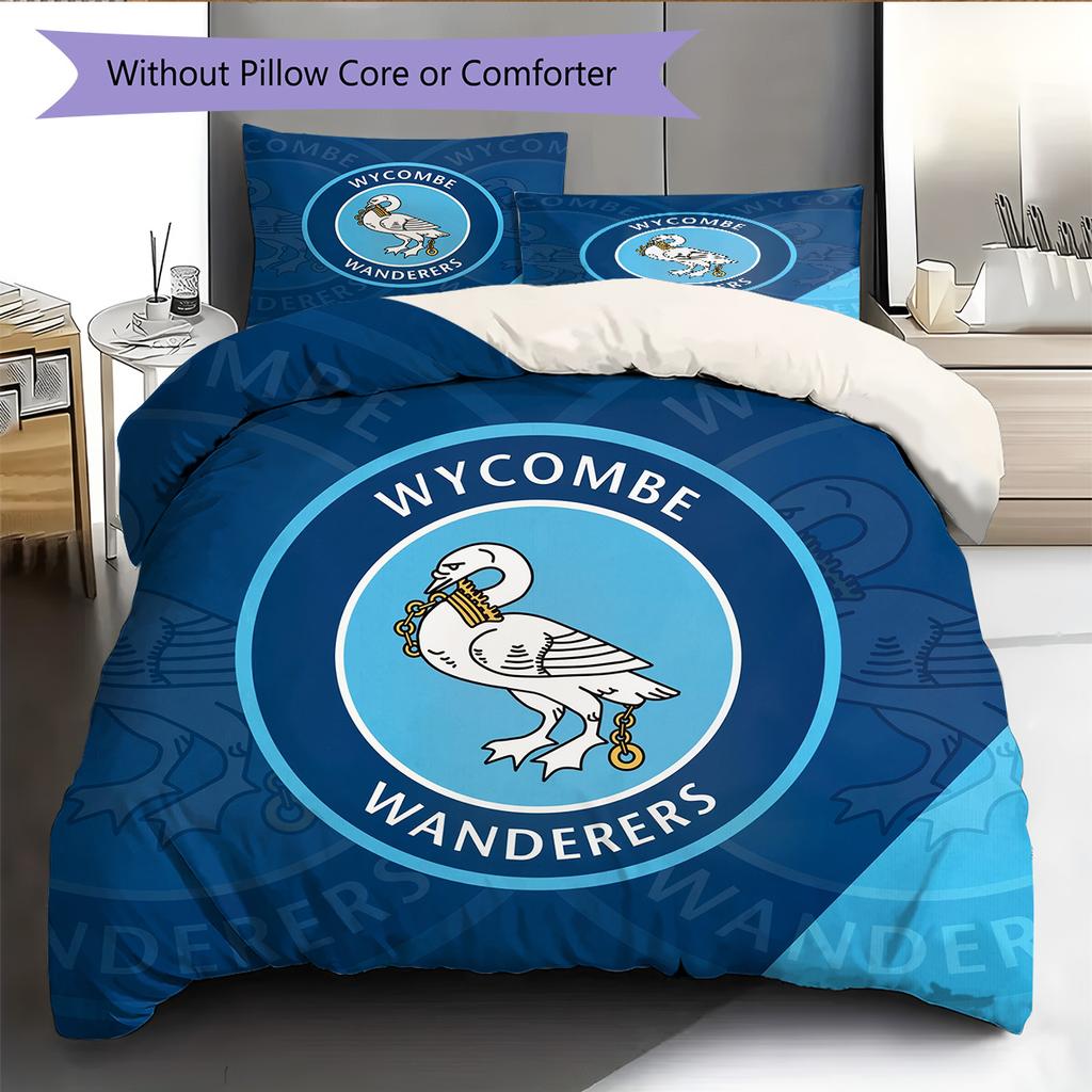 Wycombe Wanderers Pattern Bedding Quilt Set Home Decoration Gift (1 * Duvet Cover + 2 * Pillowcase Without Core)