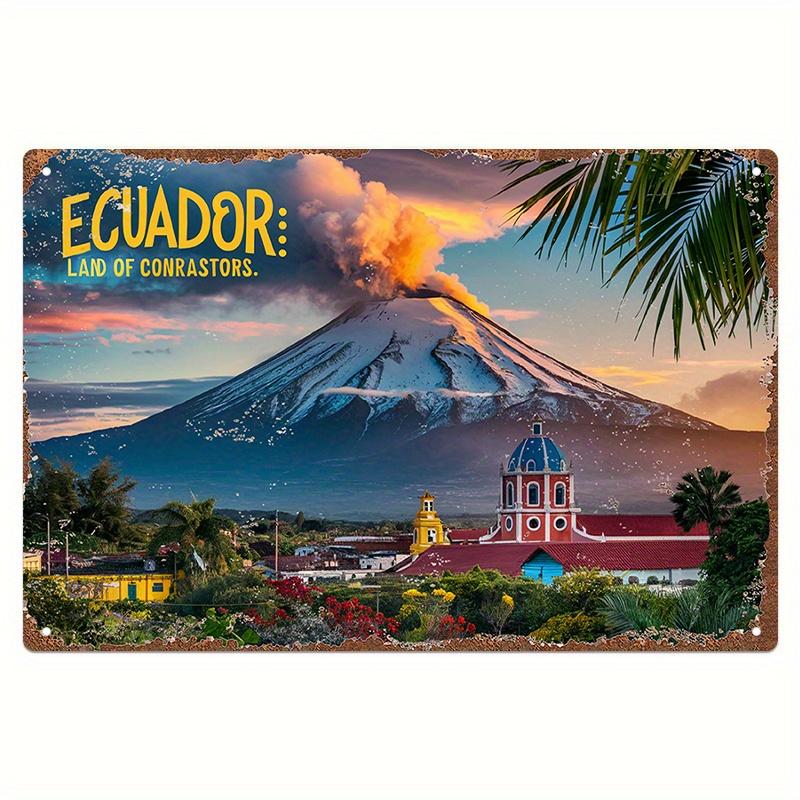 Aluminum Sign Ecuador Land of Contrasts Art Poster Vintage Style  Wall Decor Gift Home DIY Art for Bedroom Kitchen Ga 20x30cm（7.8x11.8inch）