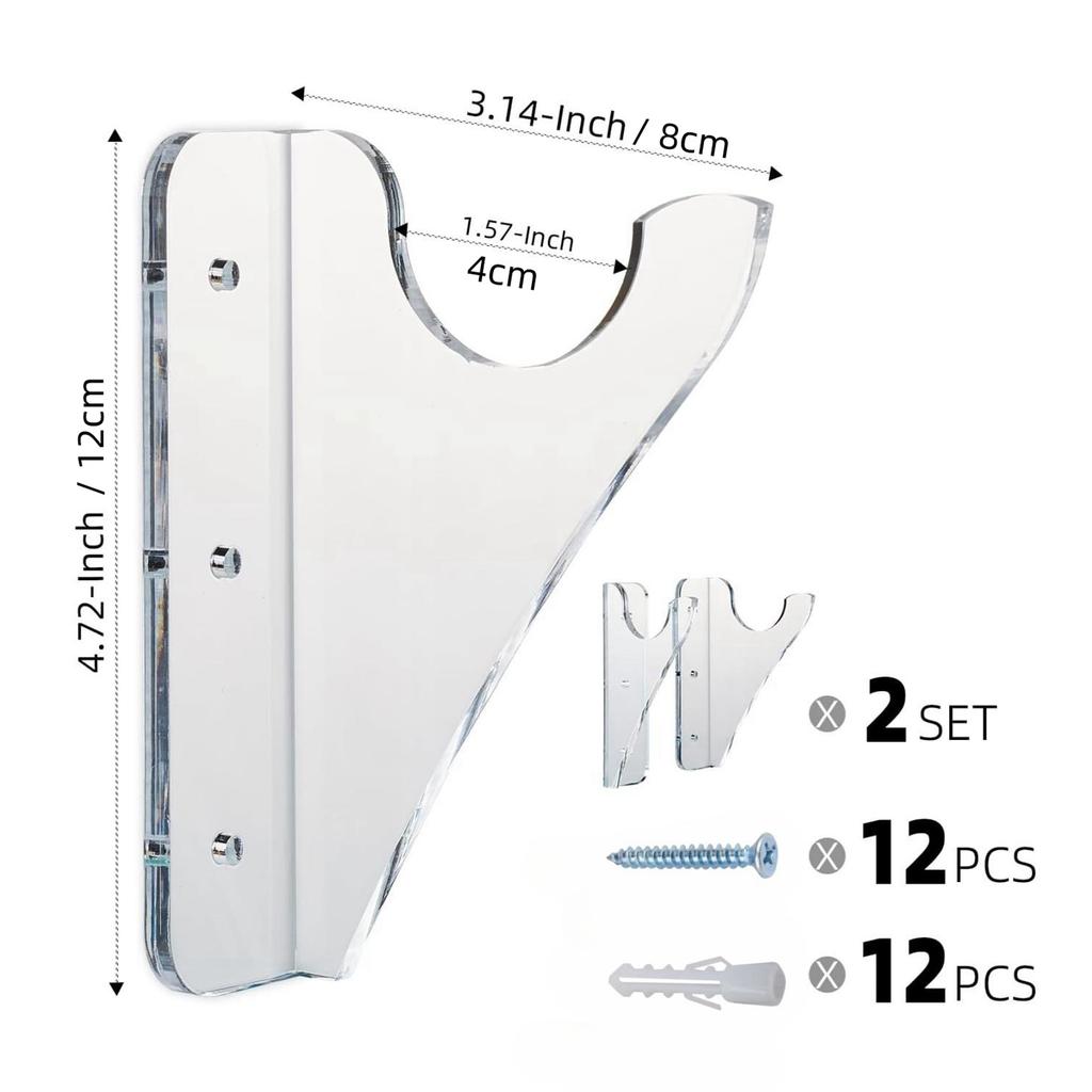 2 Pairs Wall Mount Sword Organizer Clear Acrylic Light Sword Storage and Display Rack for Living Room Bar Shop Office