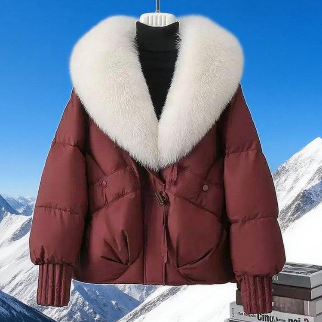 Moda Kışlık Ceket Kadın Kore Büyük Kürk Yakalı Kalın Kaz Tüyü Pamuklu Ceket Parkalar Kadın Kısa Mont Slim Sıcak Dış Giyim