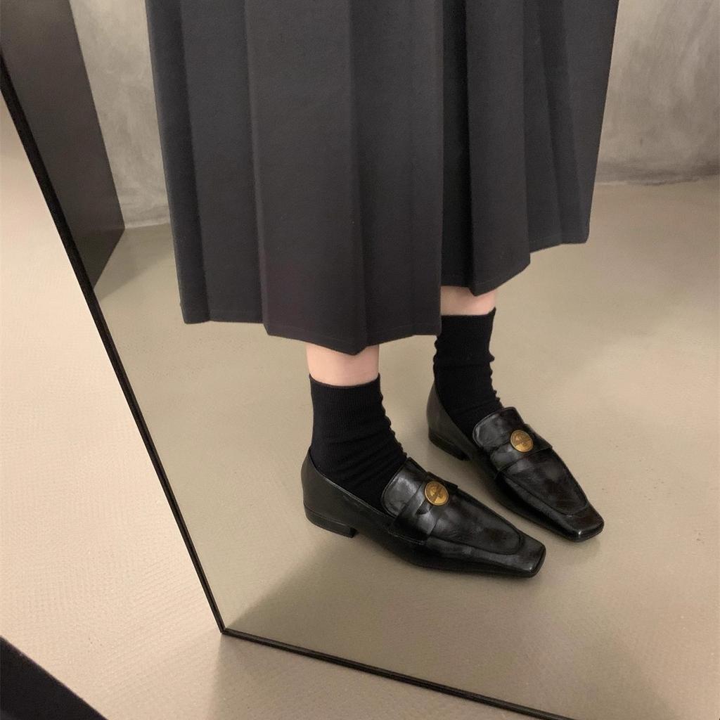 Vintage Mori Maillard brown deep-mouth small leather shoes women's 2025 spring and autumn soft-soled single shoes one pedal Muller shoes